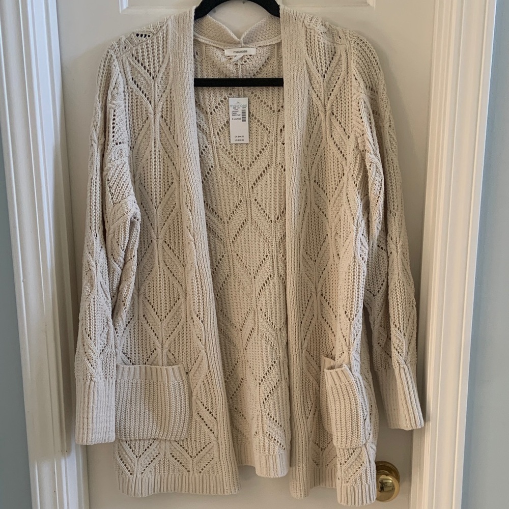 Maurices Beige Open-Front Cardigan